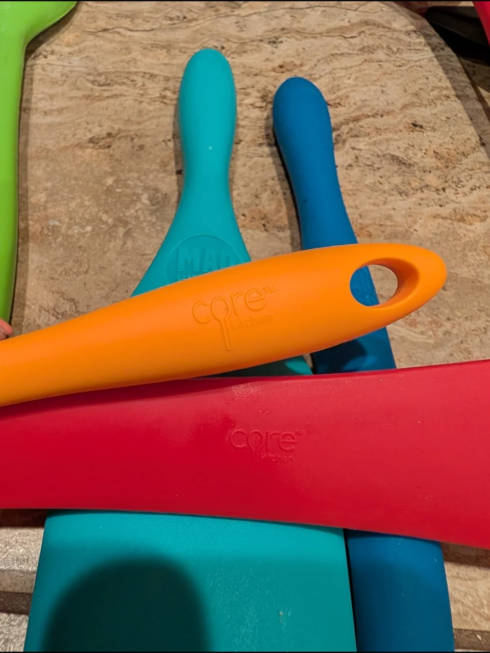 Bright Silicone Cooking Utensils Blue, Orange, Red, Green, Black (Mixed brands)